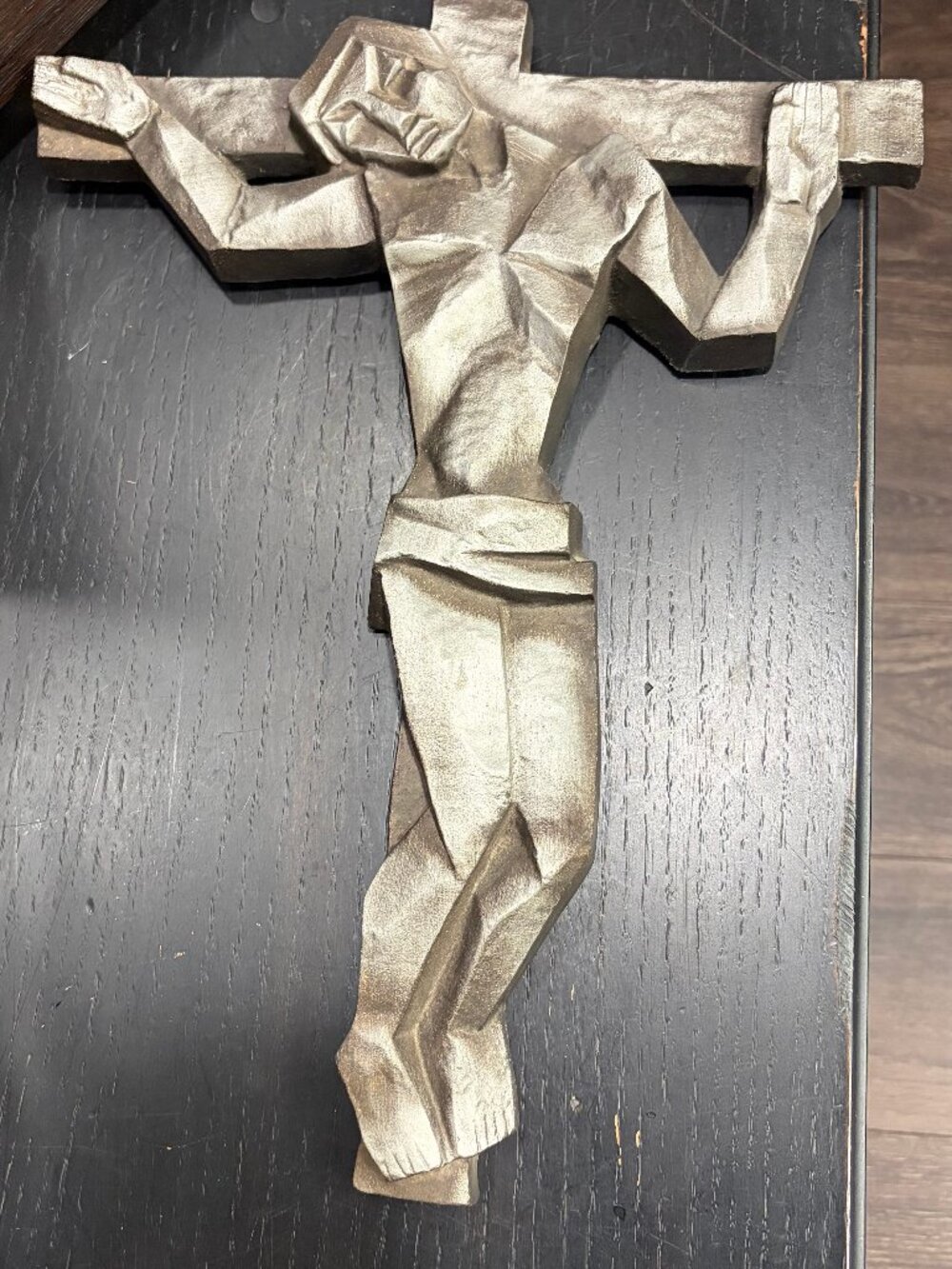 Vintage Abbey Art Studios Mid-Century Modern Brutalist Metal Crucifix Wall Sculp